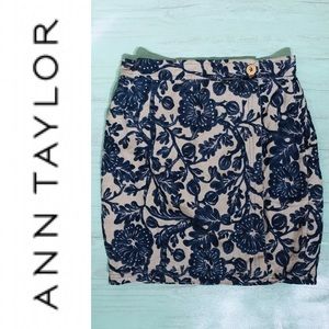 Ann Taylor Floral Wrap Linen Skirt L Size 10